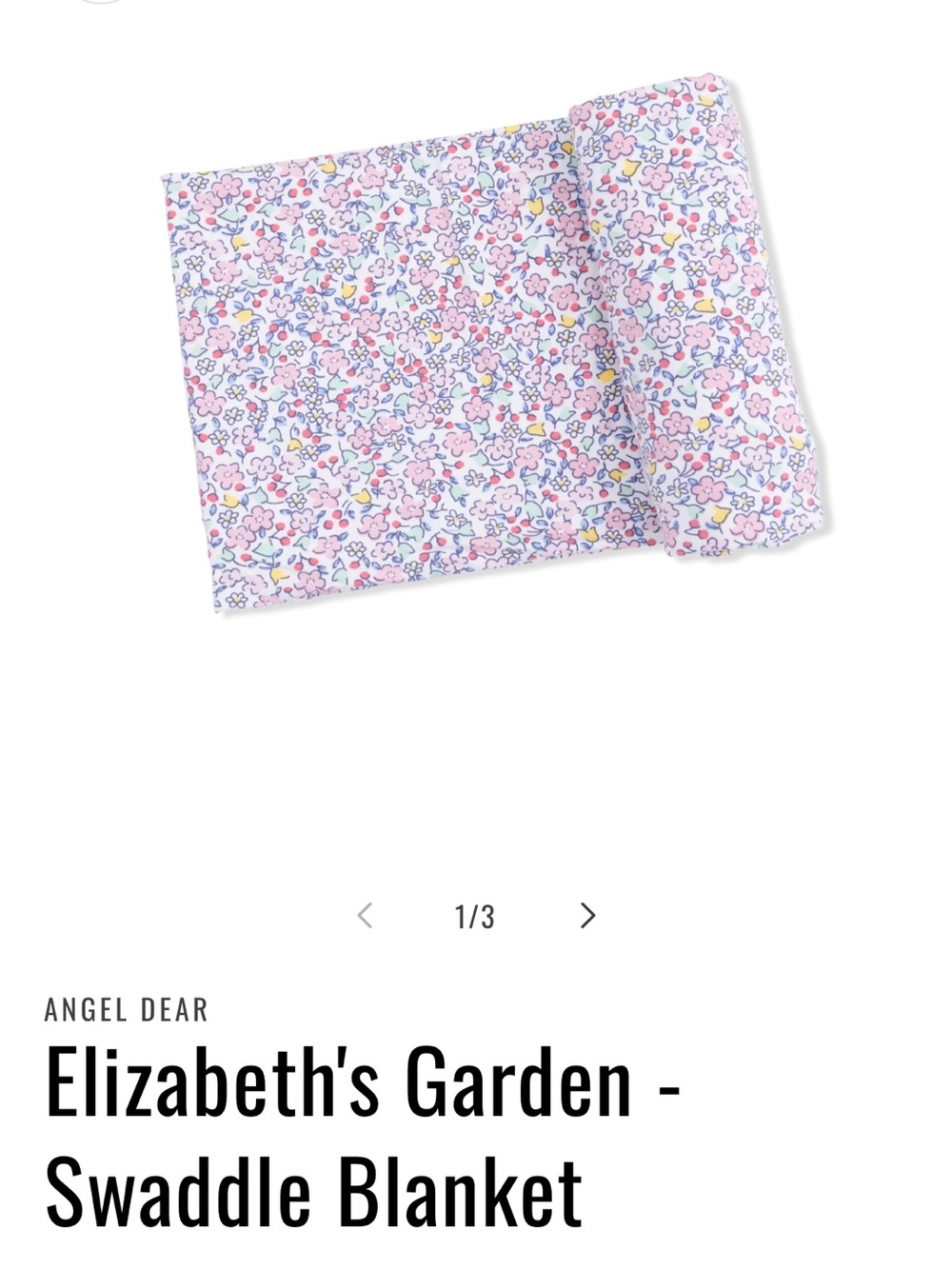 NWT Angel Dear Elizabeth’s Garden Bamboo Baby Swaddle